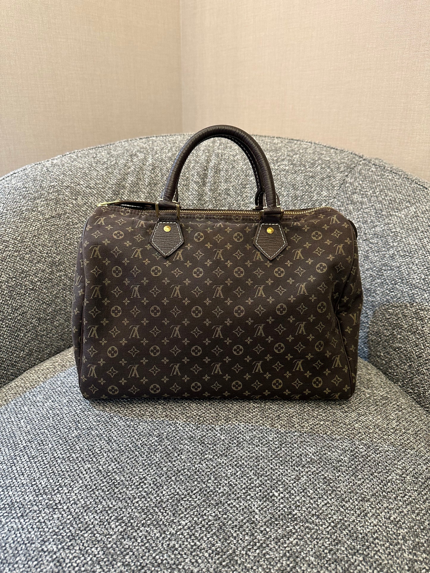 LV Monogram Mini Lin Canvas Speedy 30 Handbag