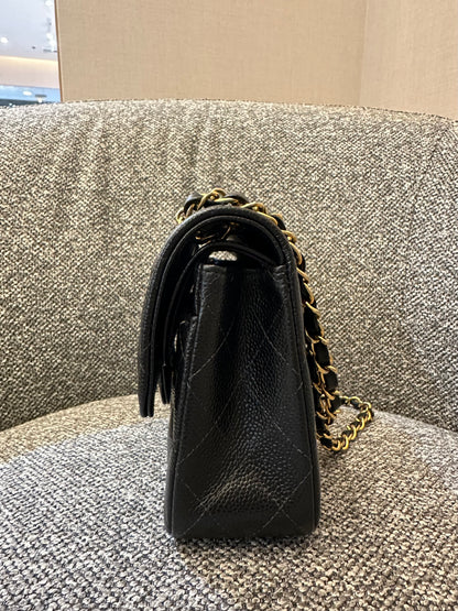 Chanel Classic Double Flap Small in Black Quilted Caviar Leather