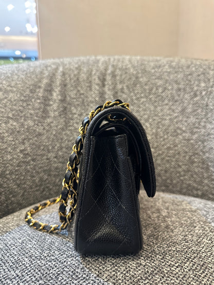 Chanel Classic Double Flap Small in Black Quilted Caviar Leather