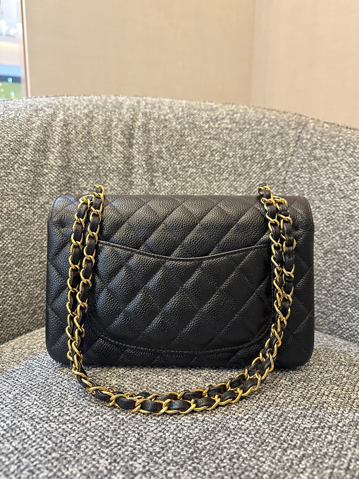 Chanel Classic Double Flap Small in Black Quilted Caviar Leather