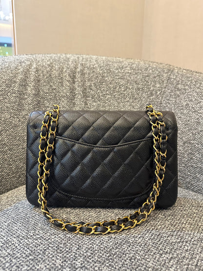 Chanel Classic Double Flap Small in Black Quilted Caviar Leather