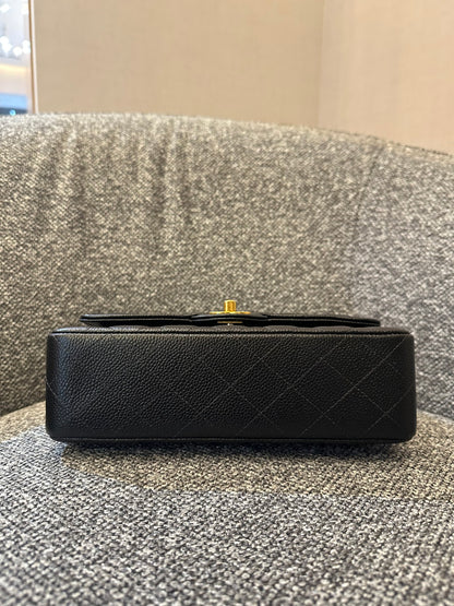 Chanel Classic Double Flap Small in Black Quilted Caviar Leather
