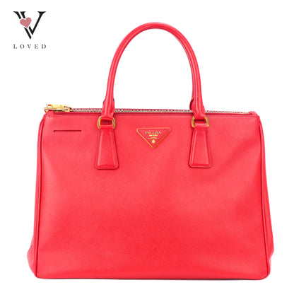 Prada Galleria Double Zip in Red Saffiano Leather