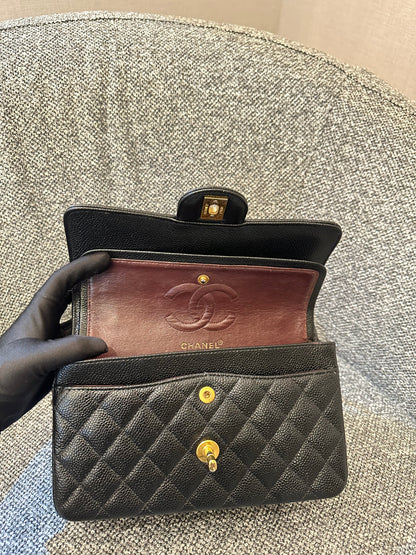 Chanel Classic Double Flap Small in Black Quilted Caviar Leather
