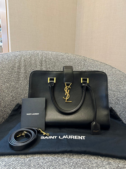 Yves Saint Laurent Baby Cabas Monogram in Black Calfskin Leather