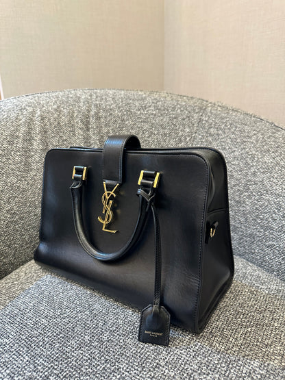 Yves Saint Laurent Baby Cabas Monogram in Black Calfskin Leather