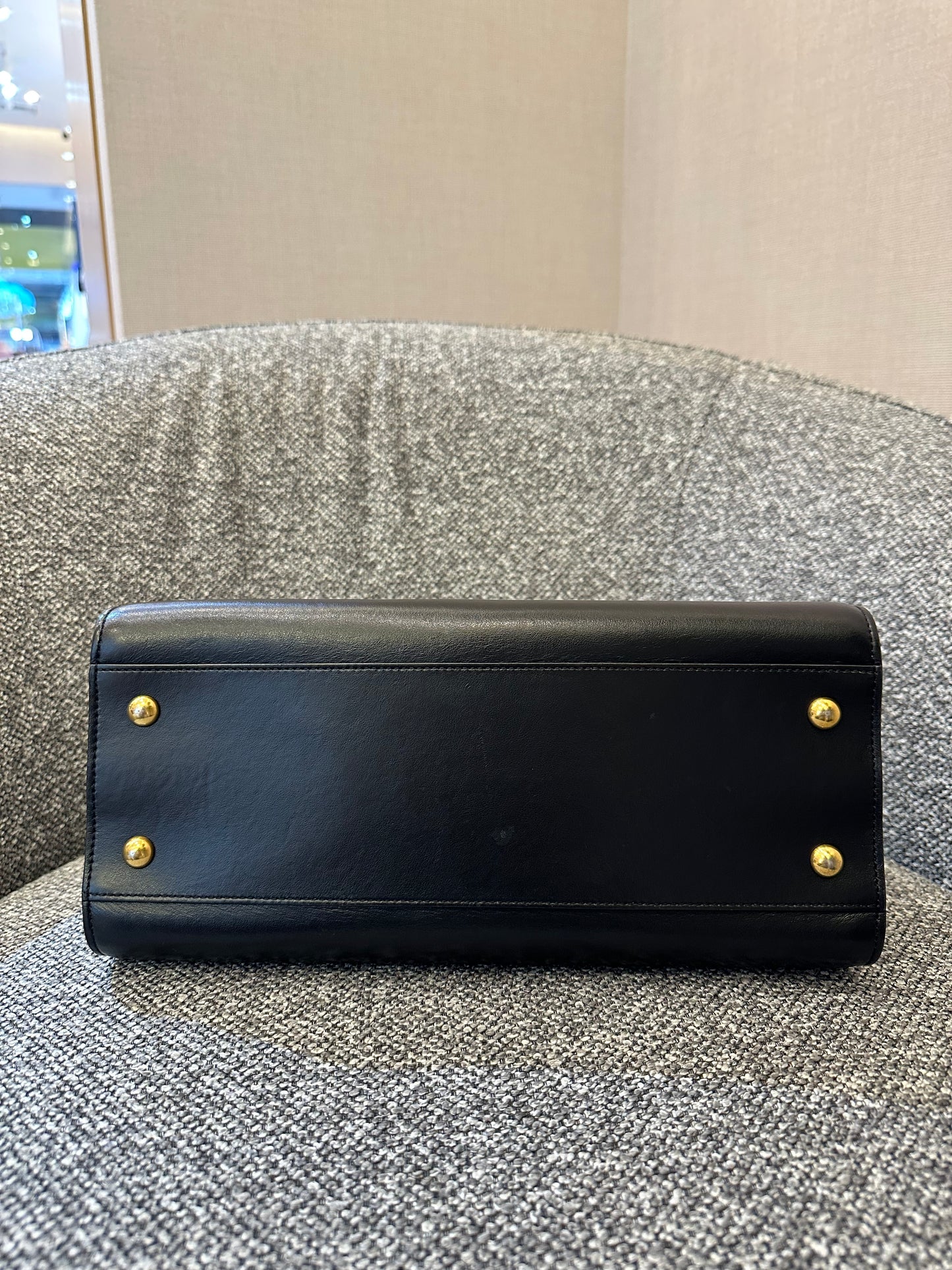 Yves Saint Laurent Baby Cabas Monogram in Black Calfskin Leather