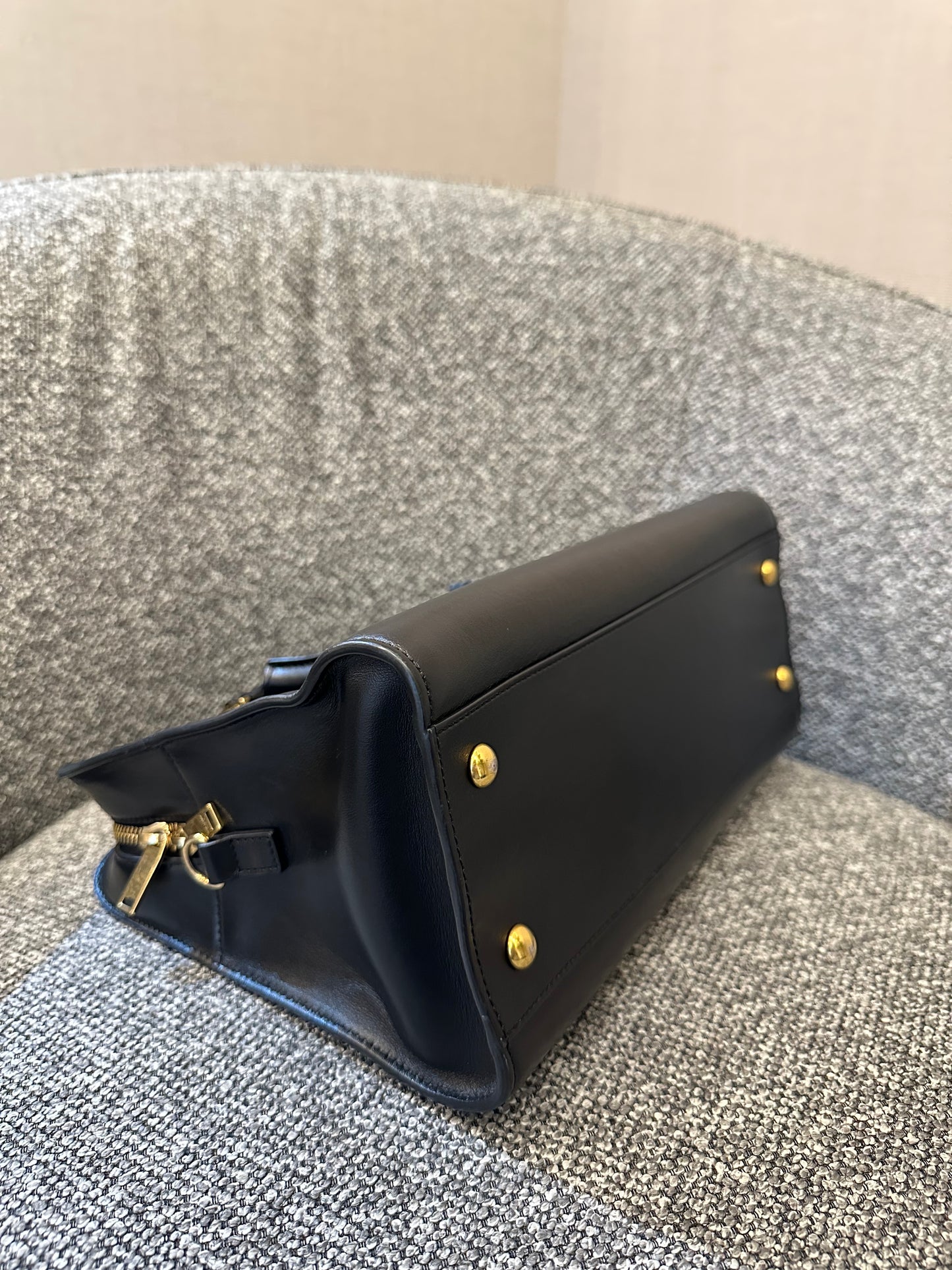 Yves Saint Laurent Baby Cabas Monogram in Black Calfskin Leather
