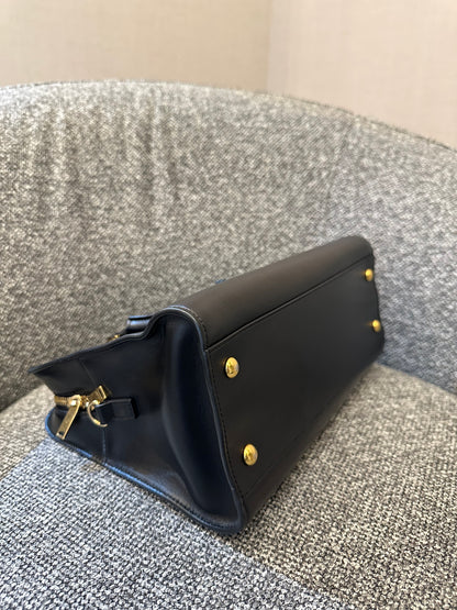 Yves Saint Laurent Baby Cabas Monogram in Black Calfskin Leather