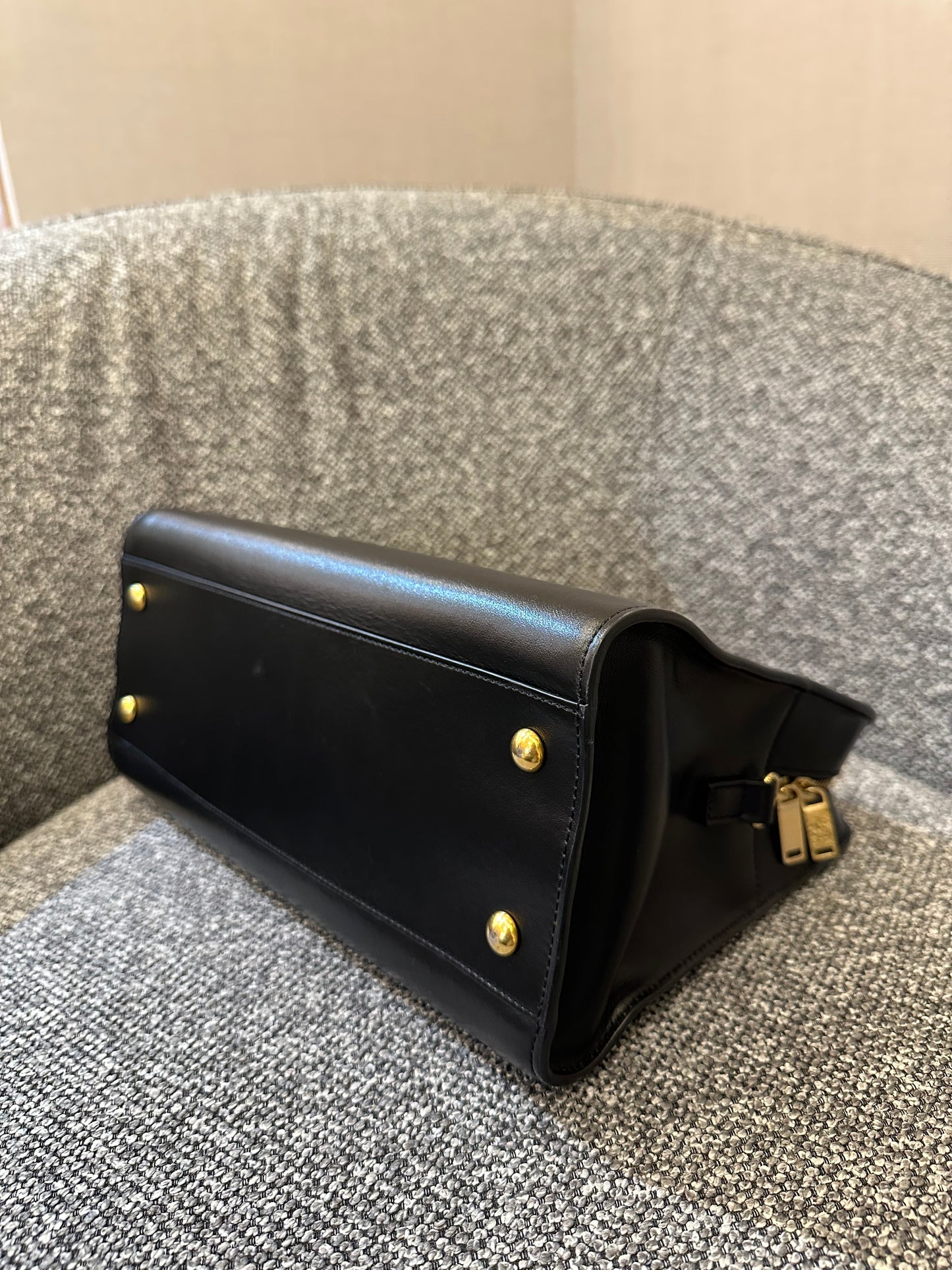 Yves Saint Laurent Baby Cabas Monogram in Black Calfskin Leather