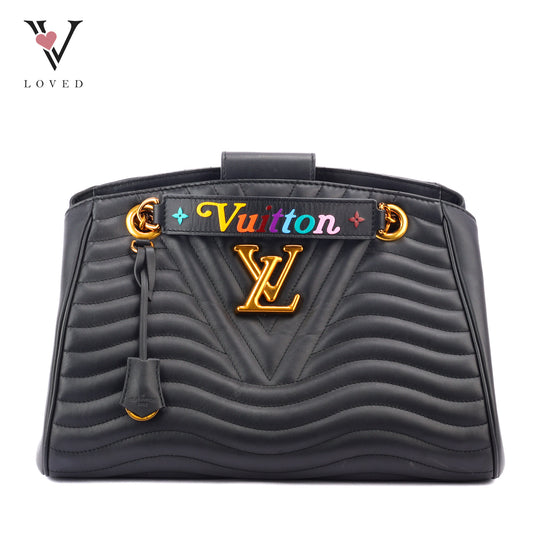 Louis Vuitton New Wave Chain Tote in Black Quilted Calfskin Leather