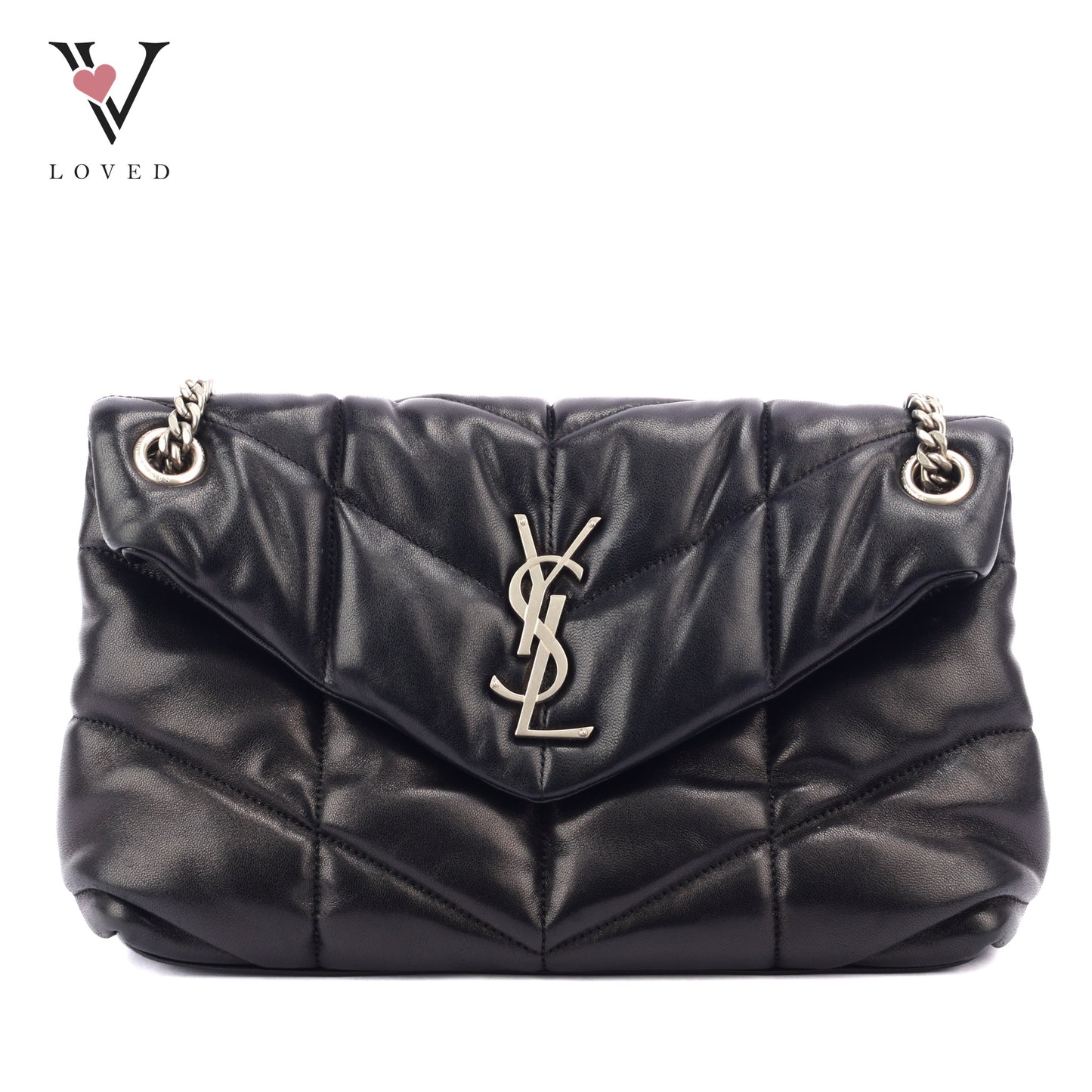 Yves Saint Laurent LouLou Puffer in Black Quilted Lambskin Leather