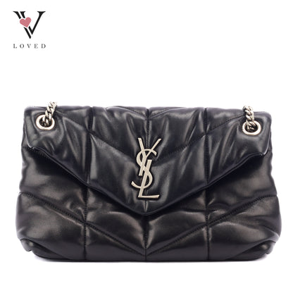 Yves Saint Laurent LouLou Puffer in Black Quilted Lambskin Leather