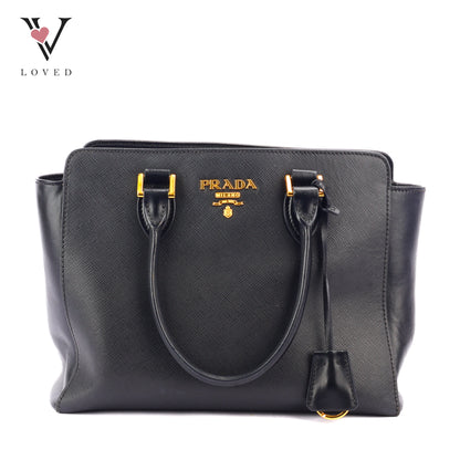 Prada Saffiano Soft Calfskin Tote Bag in Black
