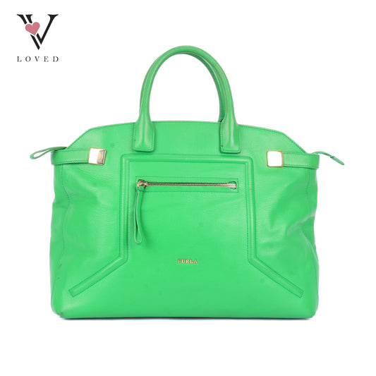 Furla Alice Handbag in Green Leather