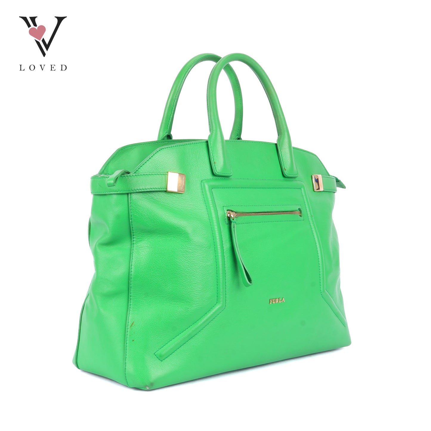 Furla Alice Handbag in Green Leather