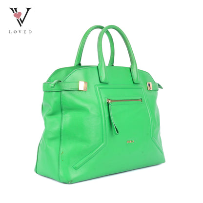 Furla Alice Handbag in Green Leather