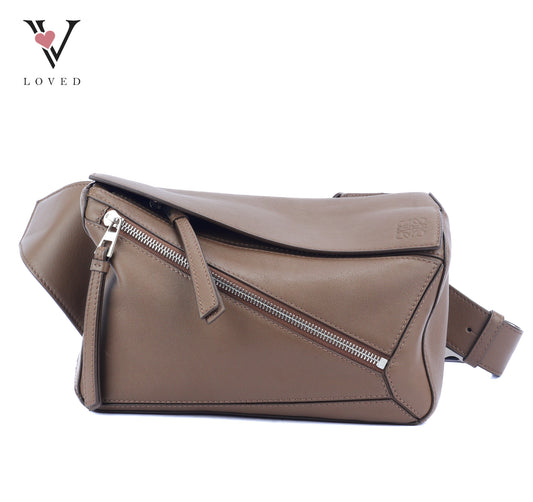 Loewe Puzzle Edge Small Belt Bag In Brown Calfskin