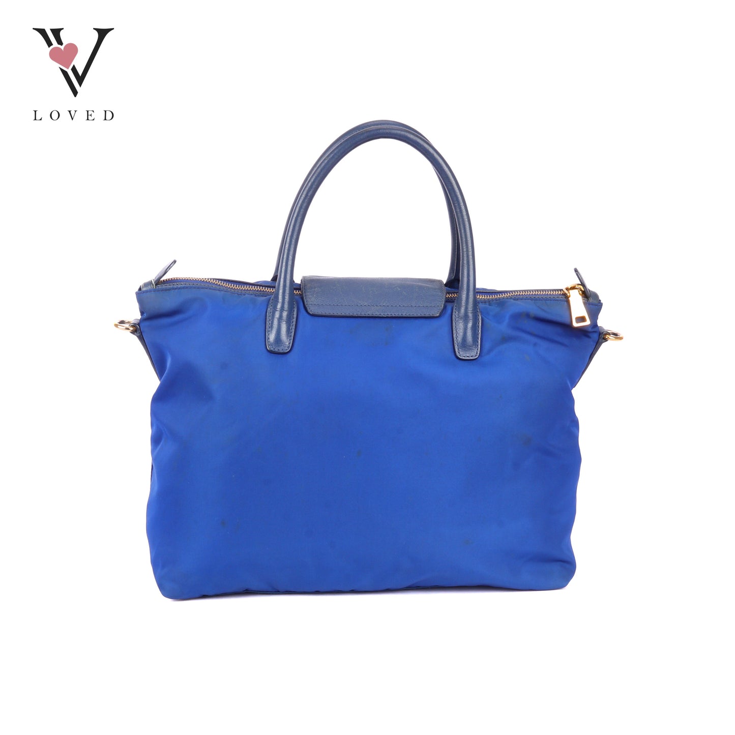 Prada Tessuto in Bluette Nylon and Saffiano Leather Tote Bag