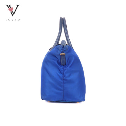 Prada Tessuto in Bluette Nylon and Saffiano Leather Tote Bag