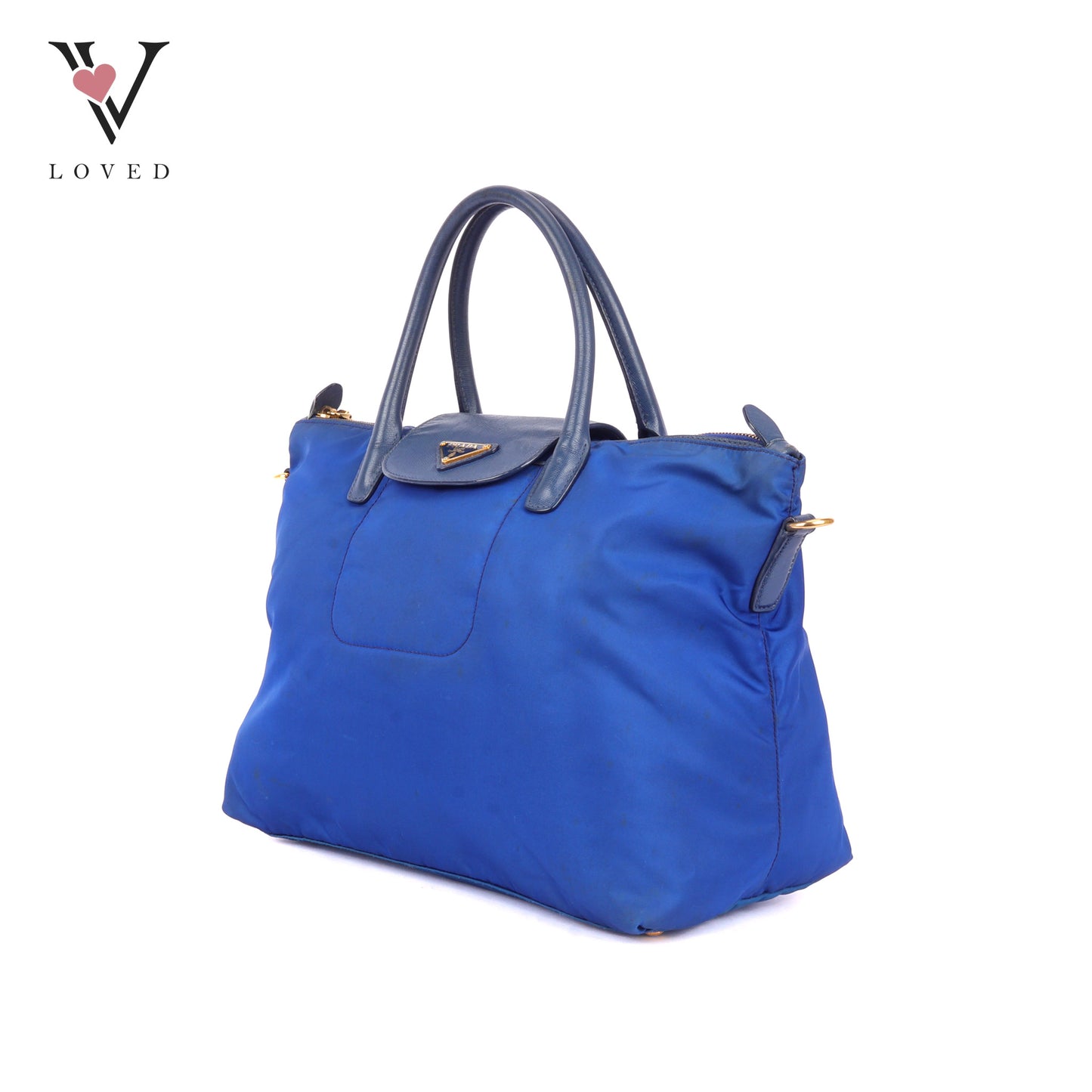 Prada Tessuto in Bluette Nylon and Saffiano Leather Tote Bag
