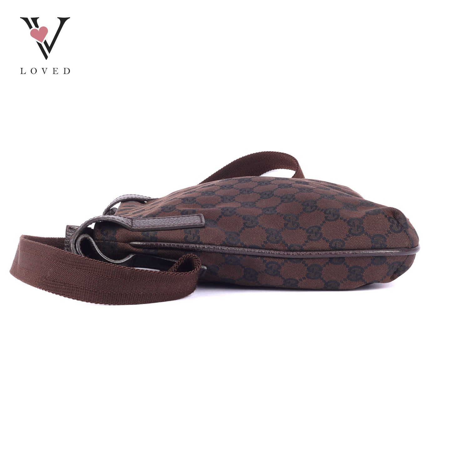 Gucci GG Canvas Messenger Bag In Marrone Canvas and Leather