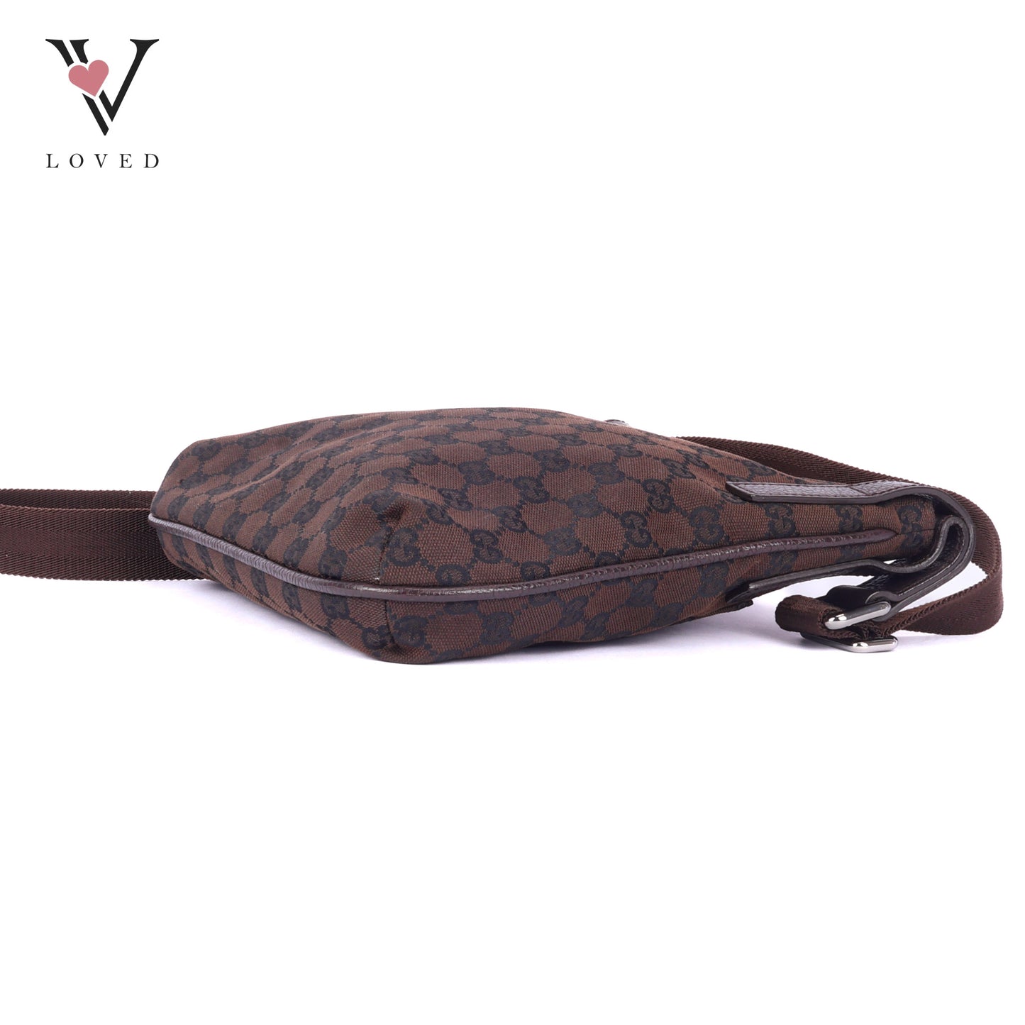 Gucci GG Canvas Messenger Bag In Marrone Canvas and Leather