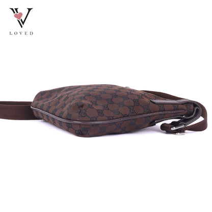 Gucci GG Canvas Messenger Bag In Marrone Canvas and Leather