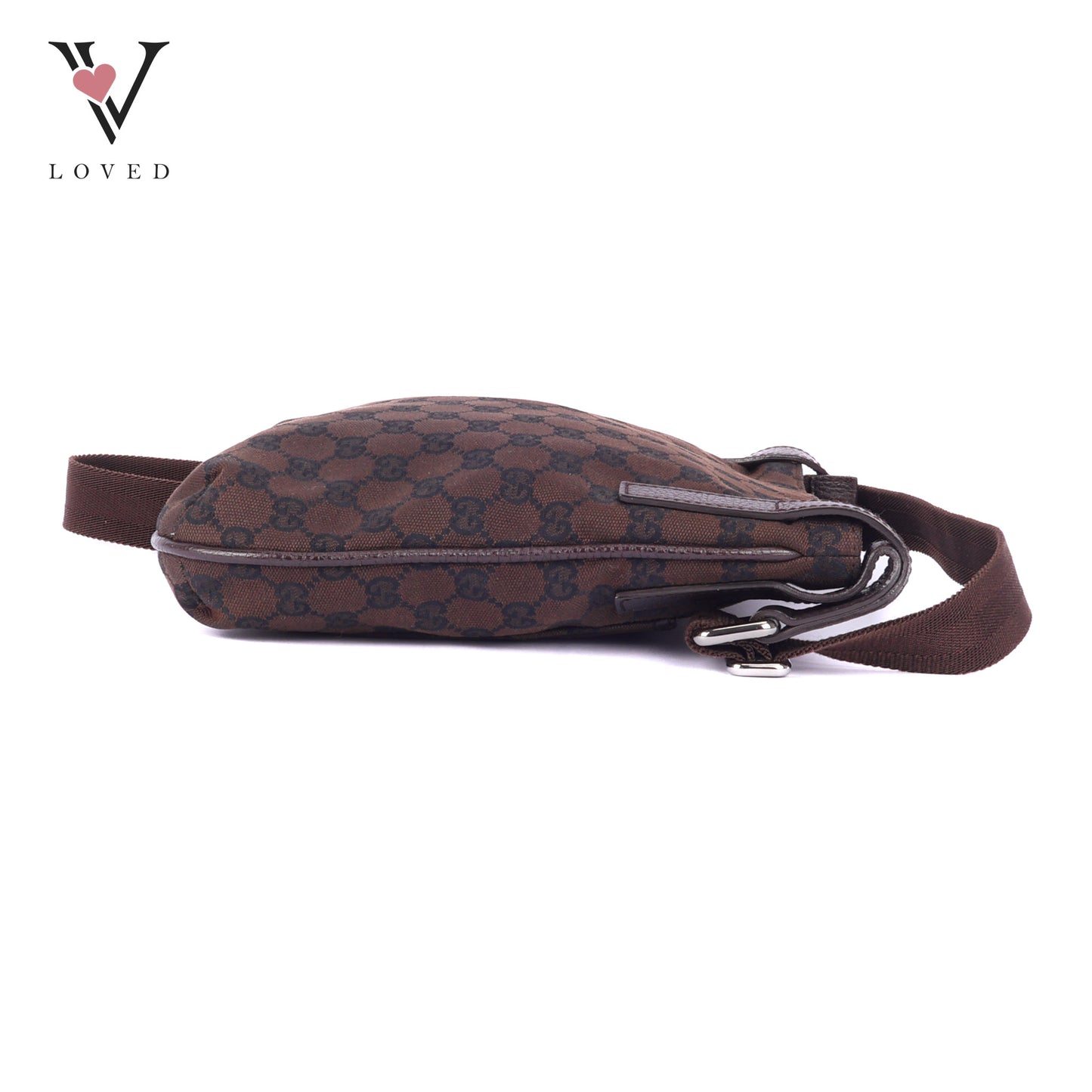 Gucci GG Canvas Messenger Bag In Marrone Canvas and Leather