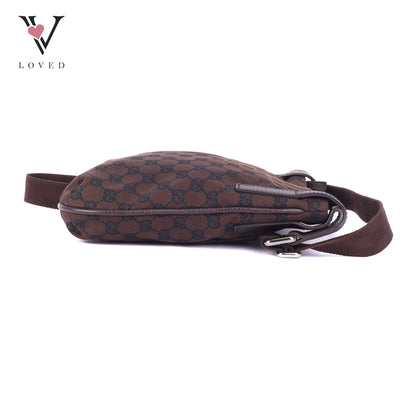 Gucci GG Canvas Messenger Bag In Marrone Canvas and Leather