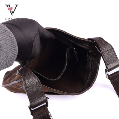 Gucci GG Canvas Messenger Bag In Marrone Canvas and Leather