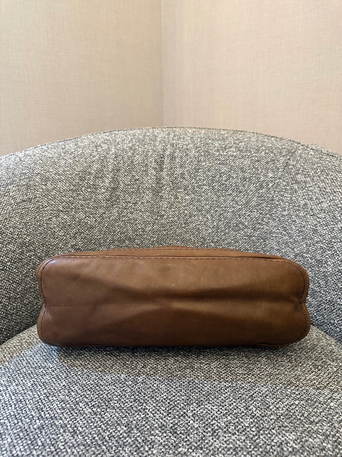 Prada Cervo Shoulder Bag in Brown Leather