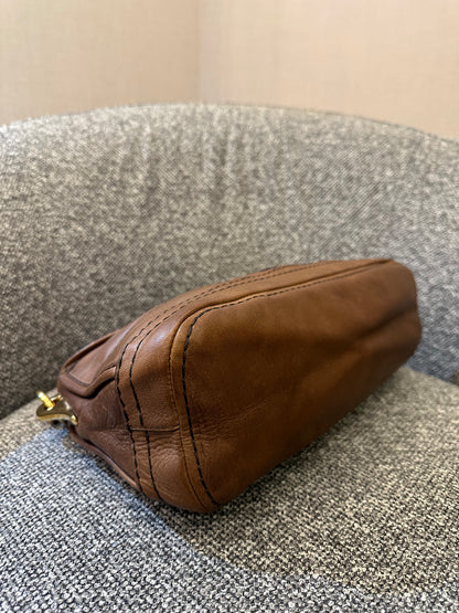 Prada Cervo Shoulder Bag in Brown Leather