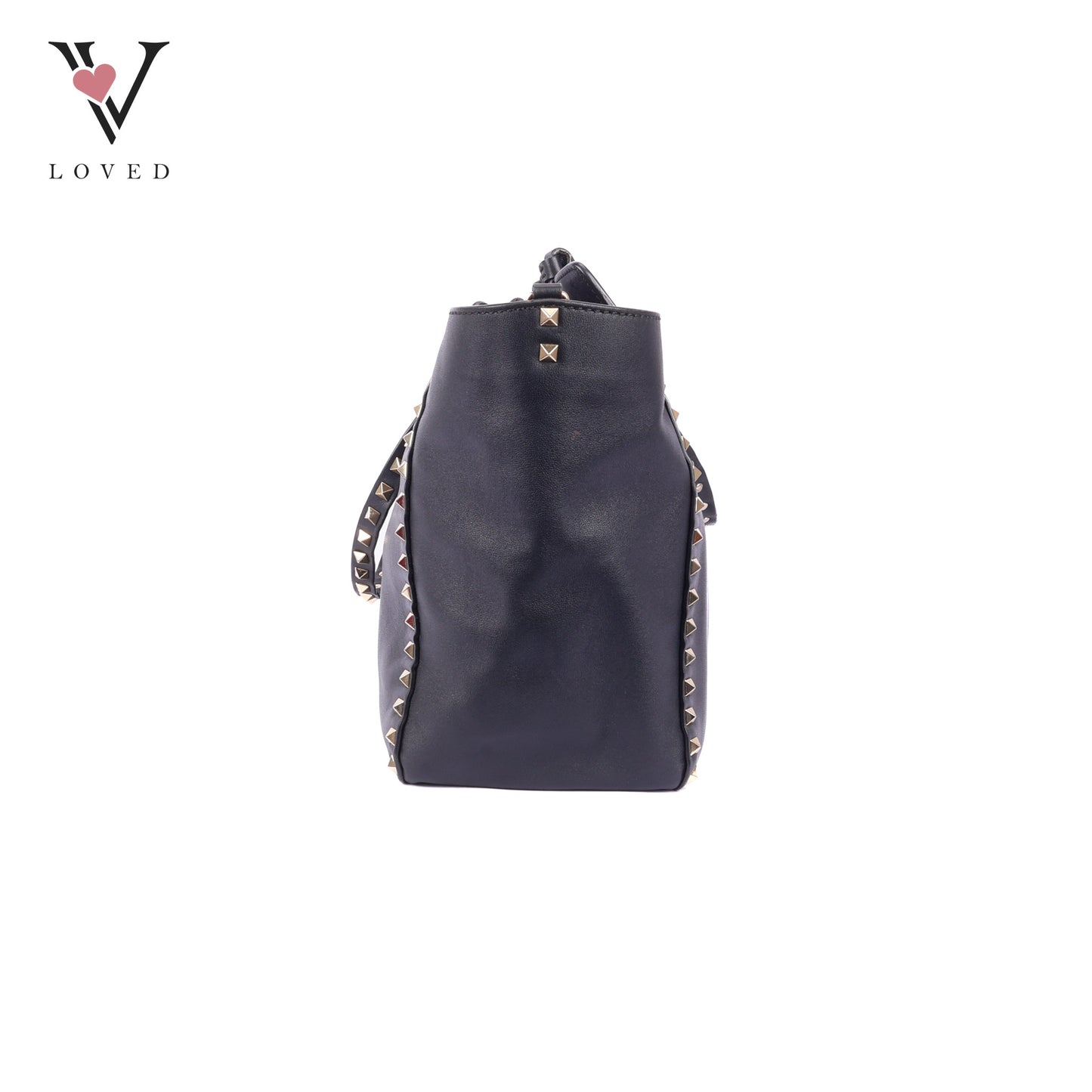 Valentino Rockstud Tote In Smooth Black Leather