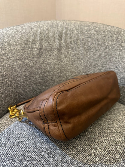 Prada Cervo Shoulder Bag in Brown Leather