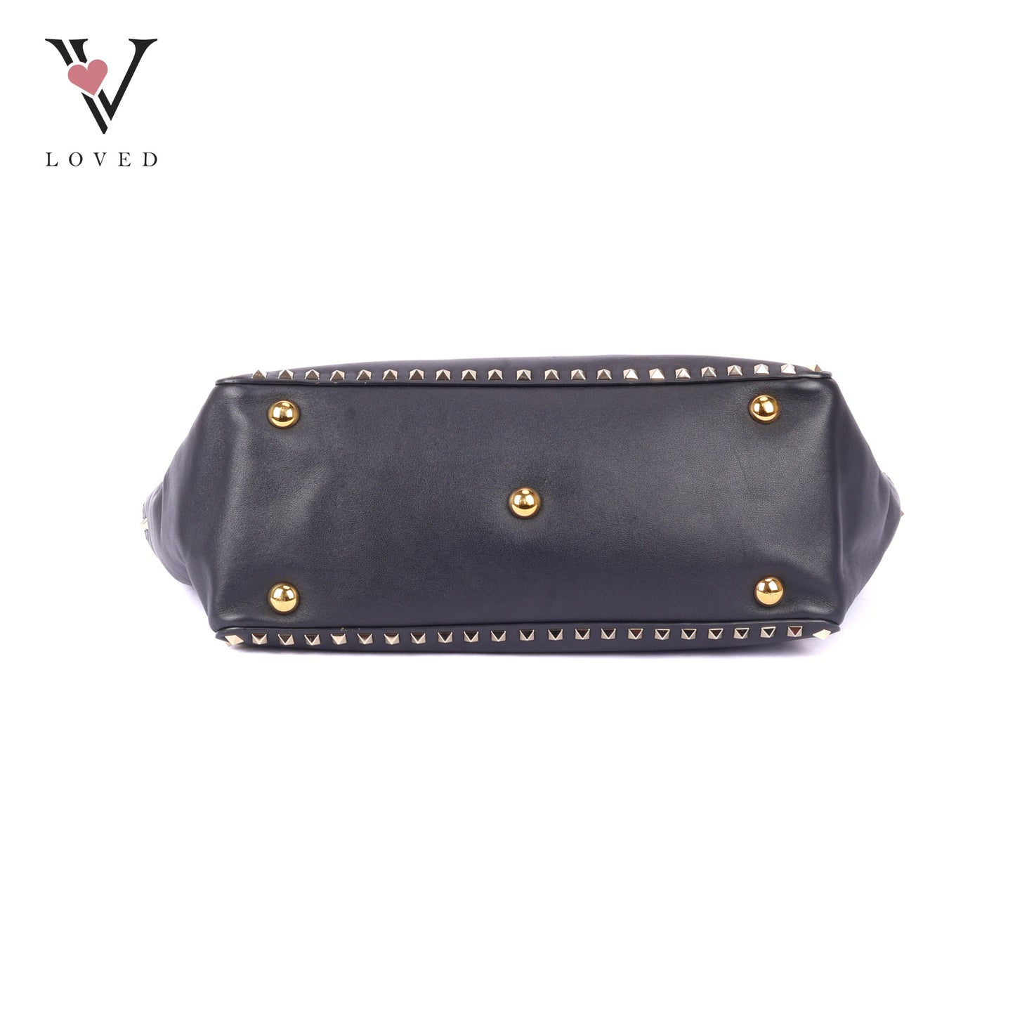 Valentino Rockstud Tote In Smooth Black Leather