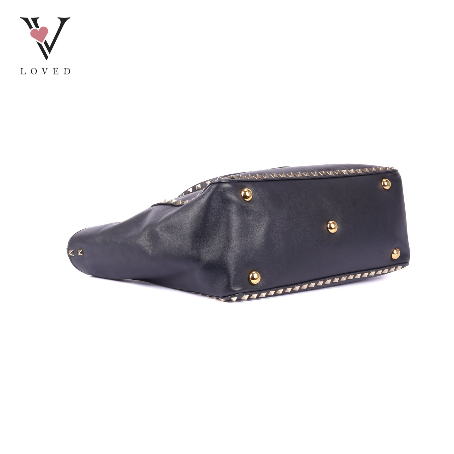 Valentino Rockstud Tote In Smooth Black Leather