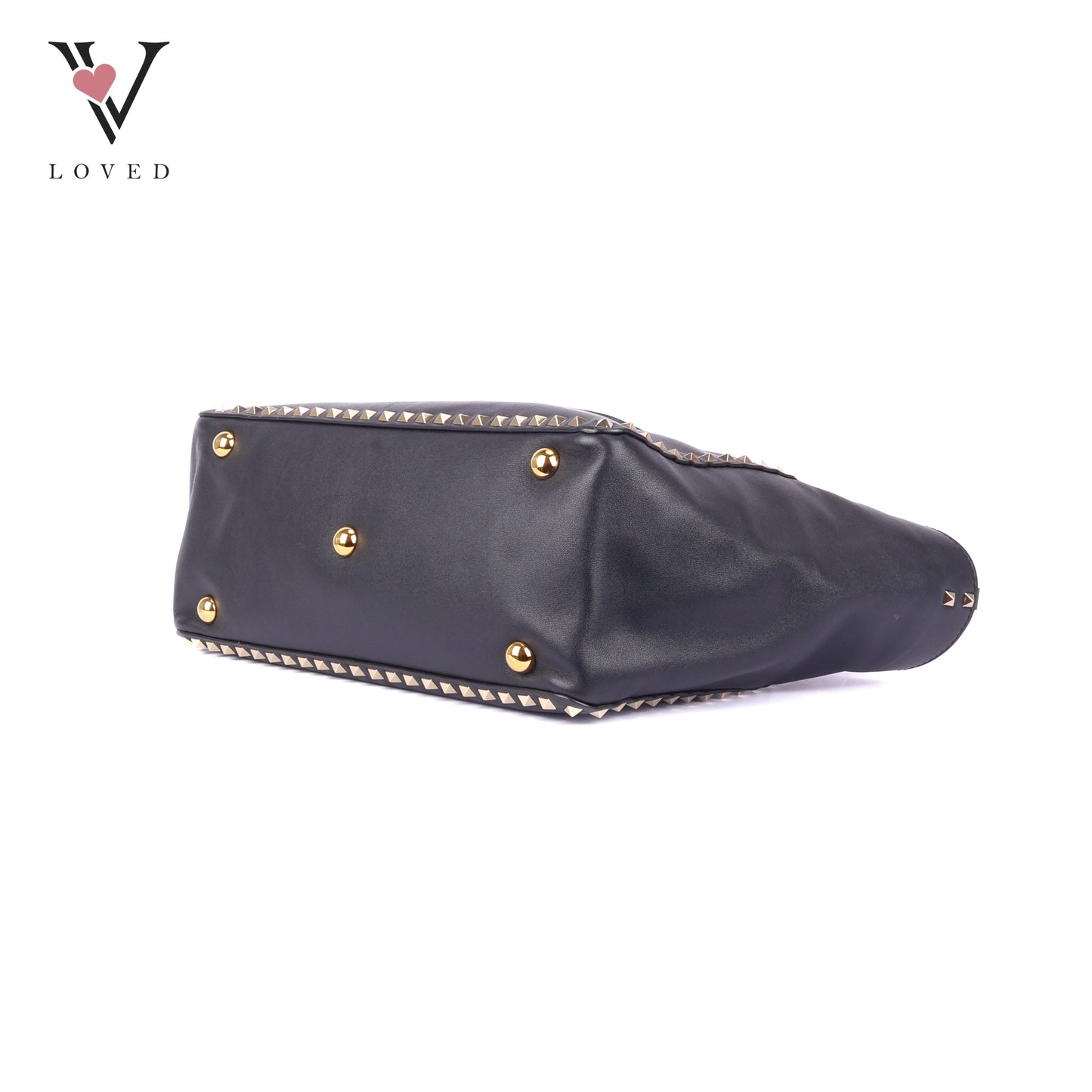 Valentino Rockstud Tote In Smooth Black Leather