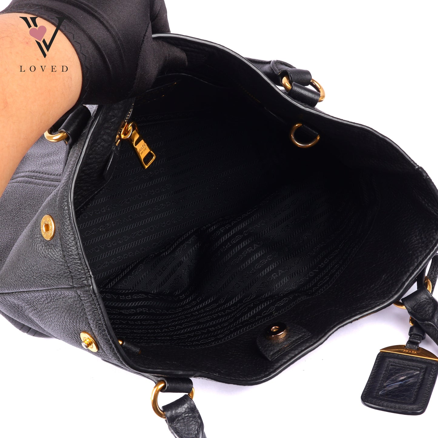 Prada Sacca 2 Mancini in Vitello Daino Two-way Bag