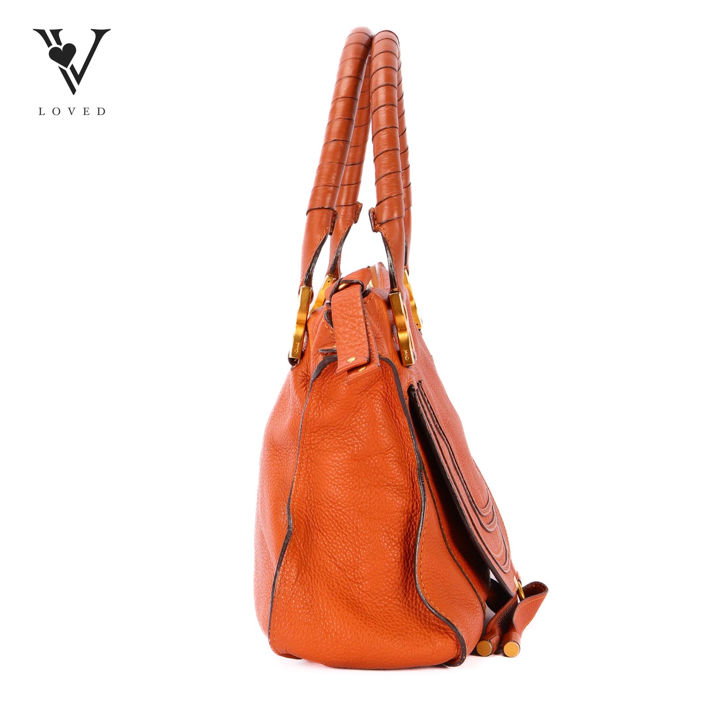 Marcie Double Carry Bag In Tan Grained Calfskin Leather