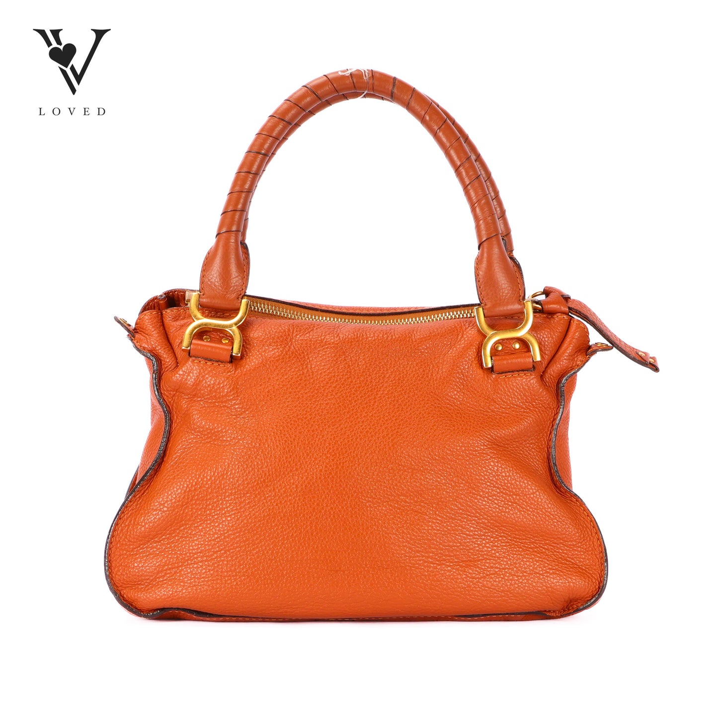 Marcie Double Carry Bag In Tan Grained Calfskin Leather