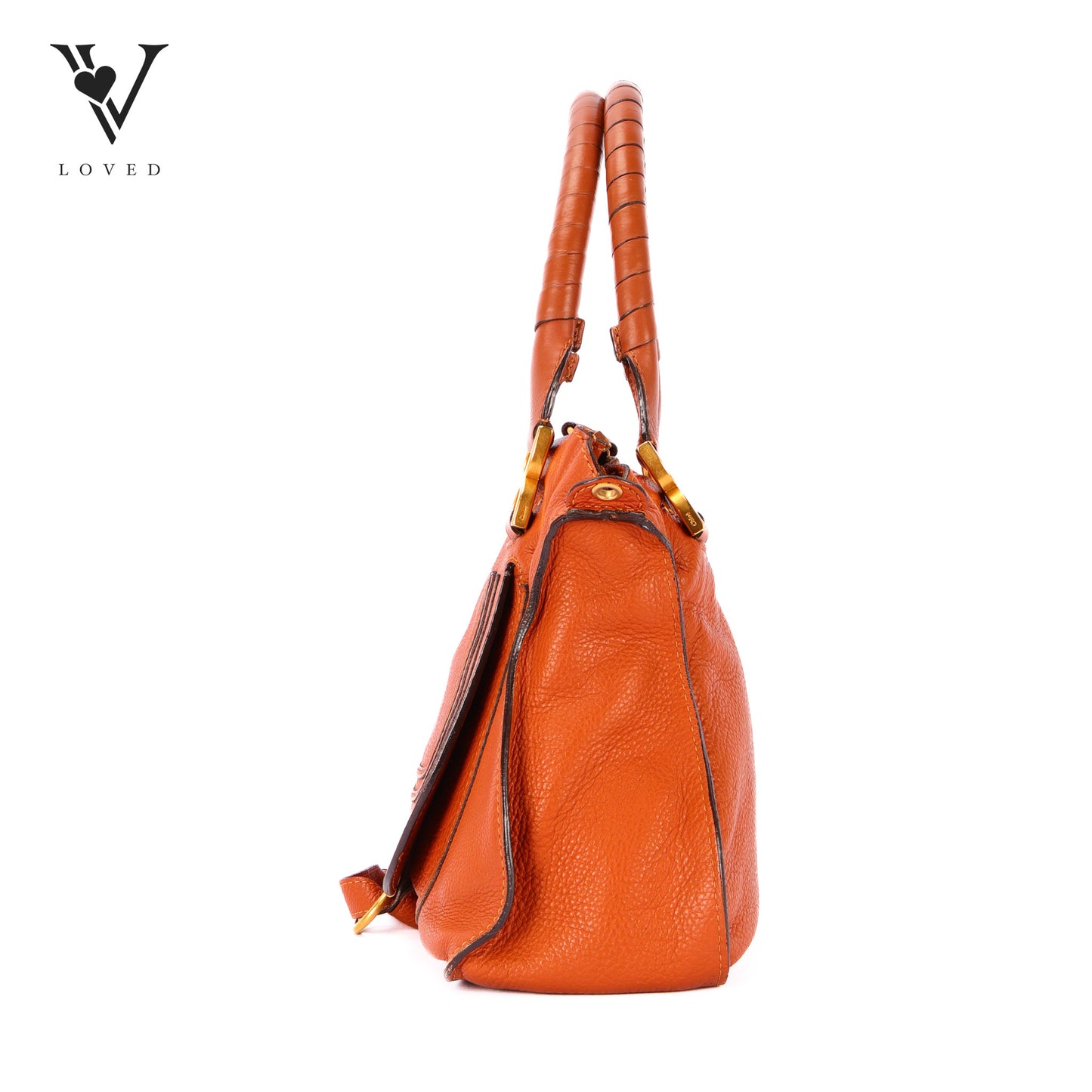 Marcie Double Carry Bag In Tan Grained Calfskin Leather