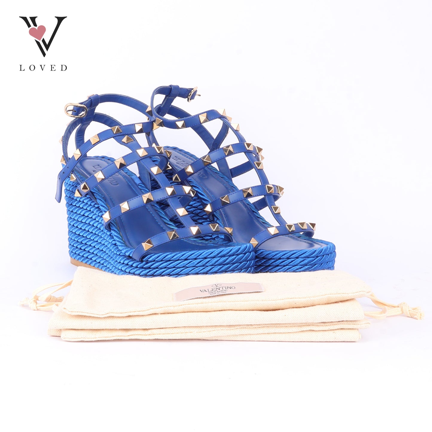 Valentino Rockstud Wedge in Blue