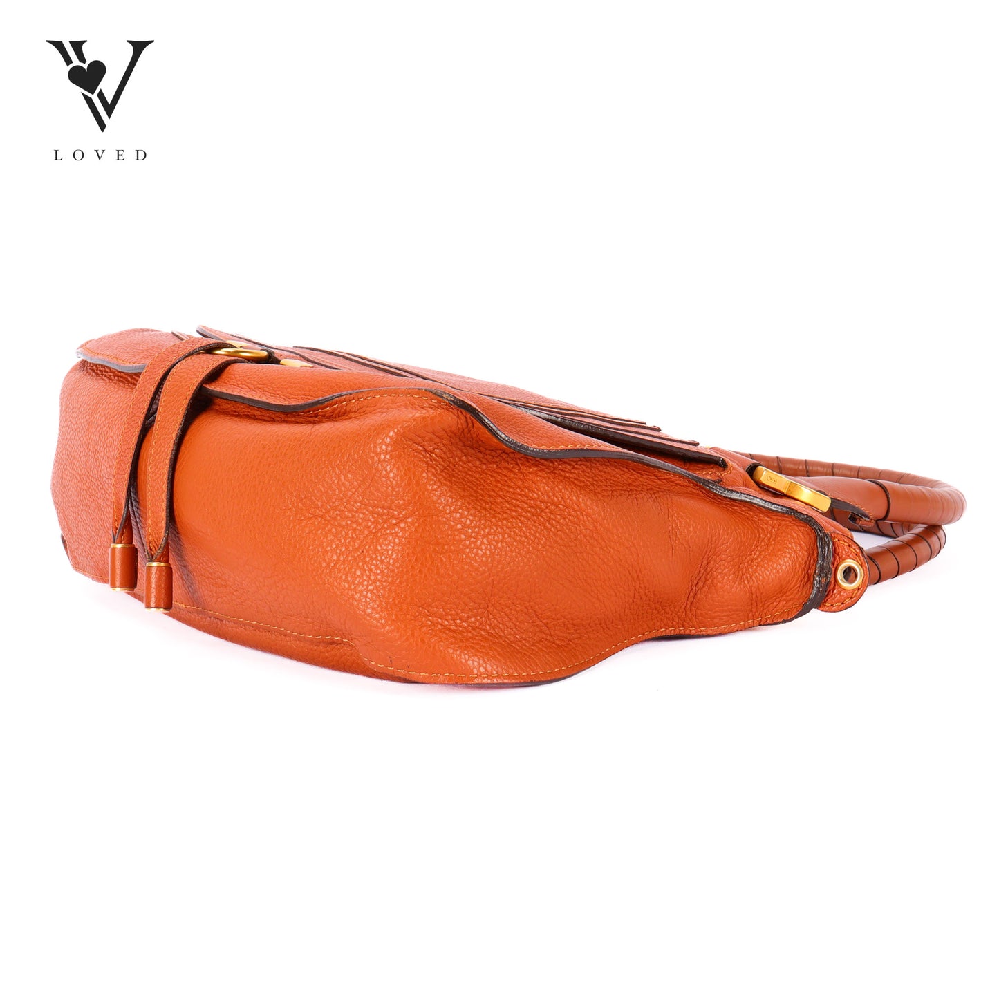 Marcie Double Carry Bag In Tan Grained Calfskin Leather