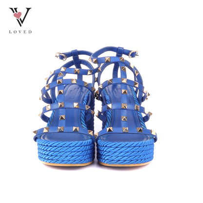 Valentino Rockstud Wedge in Blue