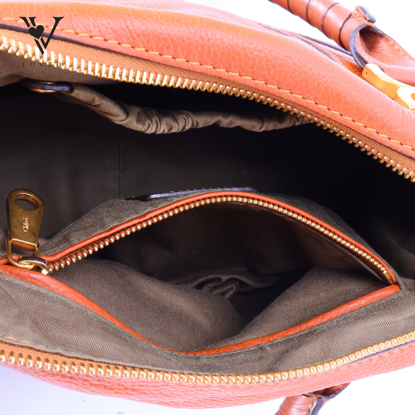 Marcie Double Carry Bag In Tan Grained Calfskin Leather