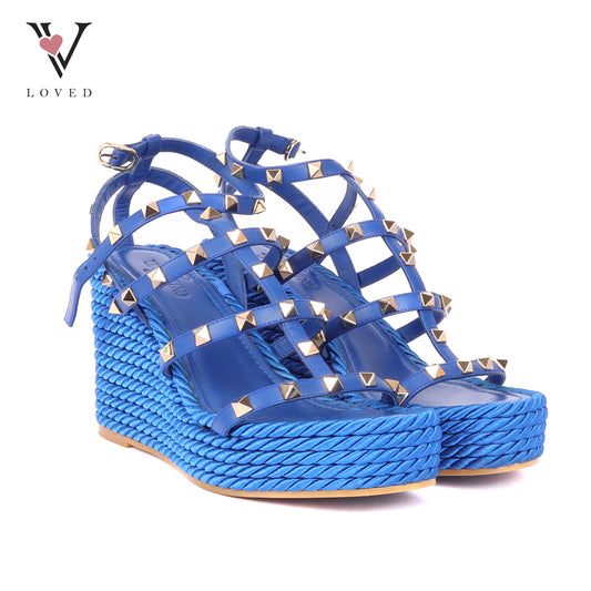 Valentino Rockstud Wedge in Blue