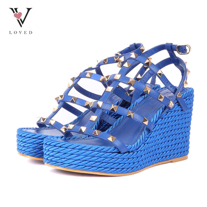 Valentino Rockstud Wedge in Blue