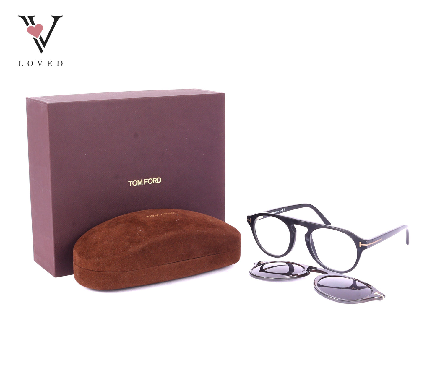 Tom Ford FT5824-B Optical Glasses with Magnetic Clip-on