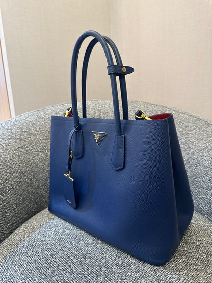 Prada Saffiano Lux Tote Two-Way in Blue Leather
